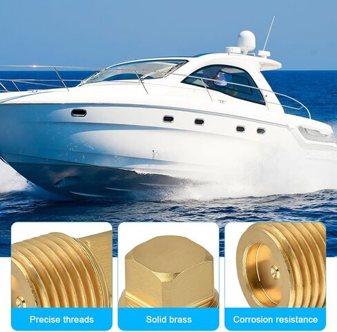 4 Pcs Boat Drain Plugs 1/2" NPT Solid Brass Boat Drain Plug Flare Tube Fitting Spare Garboard Drain-Plug Kit for Most Boats Hulls Parts in Saudi Arabia
