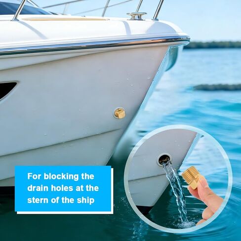 4 Pcs Boat Drain Plugs 1/2" NPT Solid Brass Boat Drain Plug Flare Tube Fitting Spare Garboard Drain-Plug Kit for Most Boats Hulls Parts in Saudi Arabia