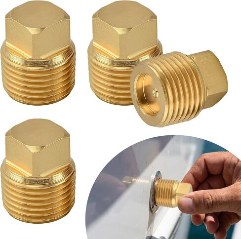 4 Pcs Boat Drain Plugs 1/2" NPT Solid Brass Boat Drain Plug Flare Tube Fitting Spare Garboard Drain-Plug Kit for Most Boats Hulls Parts in Saudi Arabia