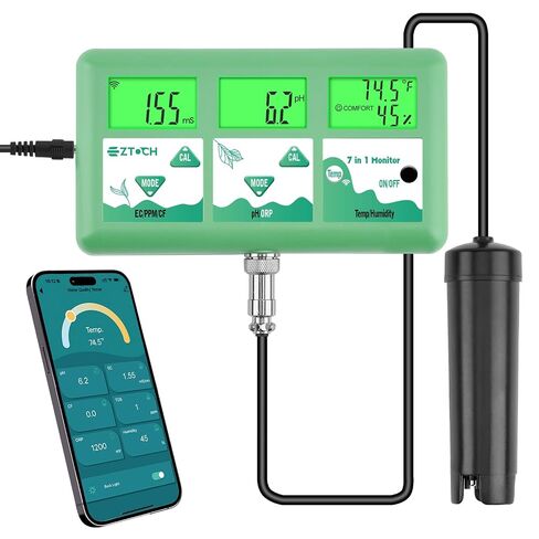 pH Monitor Hydroponic Continuous 7 in 1 EC pH TDS CF ORP Monitor, WiFi Continuous Monitoring pH EC PPM Humidity Temp Meter of Aquaponic, DWC Hydroponic System, Aeroponic Garden in Saudi Arabia