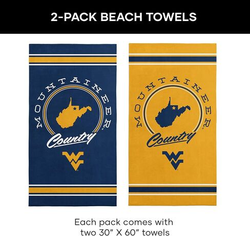 NORTHWEST West Virginia Mountaineers NCAA Homebreak Beach Towel 2 Pack 30 x 60 Inches in Saudi Arabia