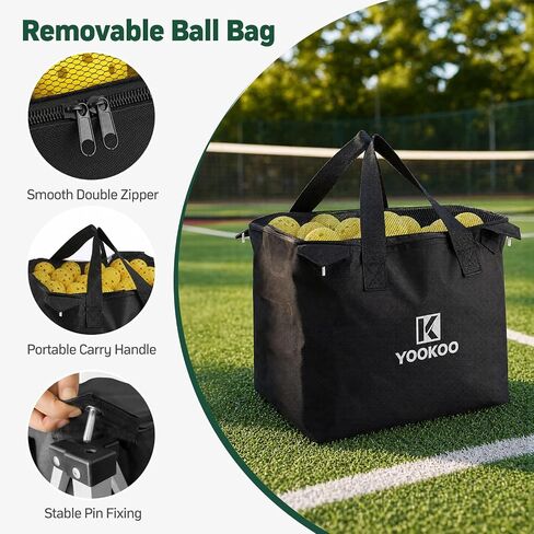 YooKoo Pickleball Basket with Lockable Wheels, Collapsible Pickleball Hopper Holds Up to 100 Balls, Sports Equipment Organizer Suitable for Ball Court, School, Garage in Saudi Arabia