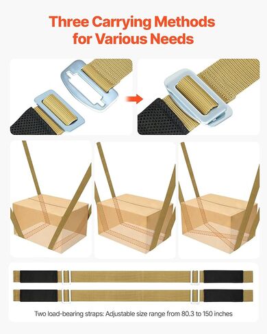 VEVOR Moving Straps, Supports up to 1000 lbs, 2-Person Lifting and Moving System with 2 Harness & 2 Load-Bearing Straps, Adjustable Lifting for Furniture Appliances Mattresses in Saudi Arabia