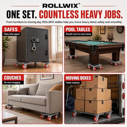 4000lb Capacity - 6.9" x 6.9" Large Heavy Duty Furniture Movers, Steel Furniture Dolly Heavy Duty, Pool Table Dolly - Furniture Lifter with 360° Rotatable Silent Rubber Universal Wheels, Dolly Kit in Saudi Arabia