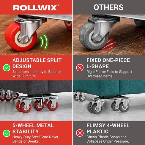 4000lb Capacity - 6.9" x 6.9" Large Heavy Duty Furniture Movers, Steel Furniture Dolly Heavy Duty, Pool Table Dolly - Furniture Lifter with 360° Rotatable Silent Rubber Universal Wheels, Dolly Kit in Saudi Arabia