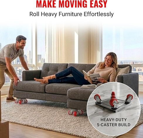 4000lb Capacity - 6.9" x 6.9" Large Heavy Duty Furniture Movers, Steel Furniture Dolly Heavy Duty, Pool Table Dolly - Furniture Lifter with 360° Rotatable Silent Rubber Universal Wheels, Dolly Kit in Saudi Arabia