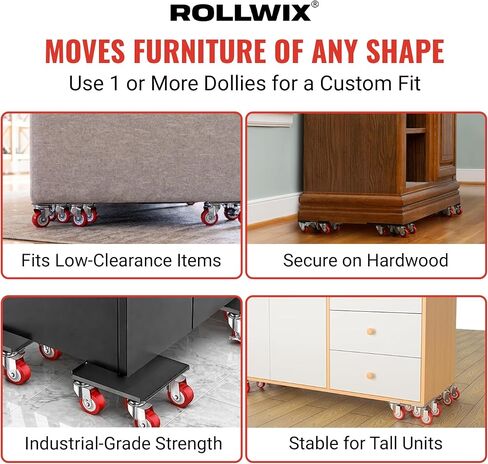 4000lb Capacity - 6.9" x 6.9" Large Heavy Duty Furniture Movers, Steel Furniture Dolly Heavy Duty, Pool Table Dolly - Furniture Lifter with 360° Rotatable Silent Rubber Universal Wheels, Dolly Kit in Saudi Arabia