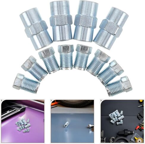 SHINEOFI 12 قطعة من تركيبات أنبوب الفرامل للمركبات والآلات الزراعية، مادة فولاذية مع وصلات ثابتة وتوافق واسع، لإصلاح خط الفرامل in Kuwait