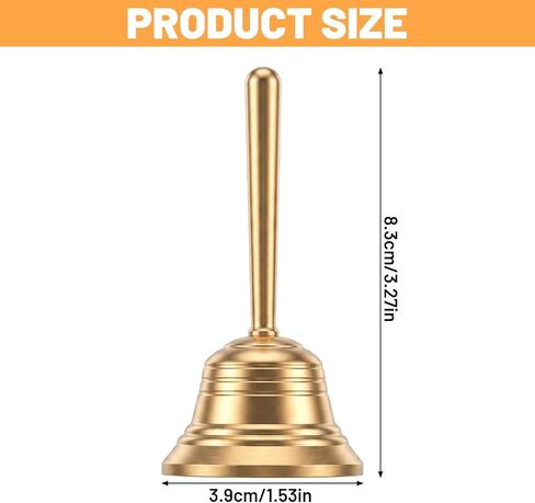 Small Brass Hand Bell for Seniors Bedside, 3.27 Inch Dinner Bell for Wedding Animal Training Dinner Meditation Classroom Games Musical Teaching and Service in Kuwait