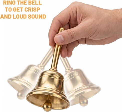 Small Brass Hand Bell for Seniors Bedside, 3.27 Inch Dinner Bell for Wedding Animal Training Dinner Meditation Classroom Games Musical Teaching and Service in Kuwait