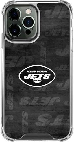 حافظة هاتف Skinit الشفافة متوافقة مع iPhone 14 Pro Max - تصميم أسود وأبيض مرخص رسميًا من NFL New York Jets in Kuwait