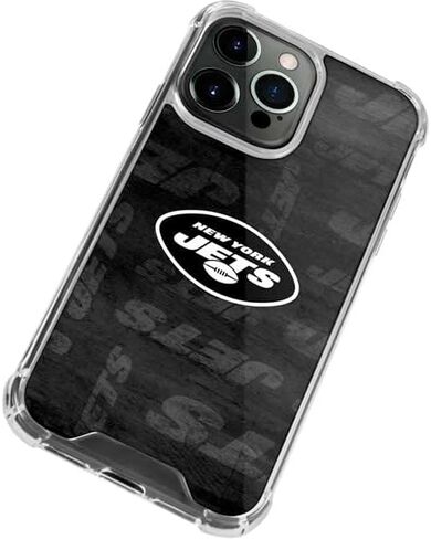 حافظة هاتف Skinit الشفافة متوافقة مع iPhone 14 Pro Max - تصميم أسود وأبيض مرخص رسميًا من NFL New York Jets in Kuwait