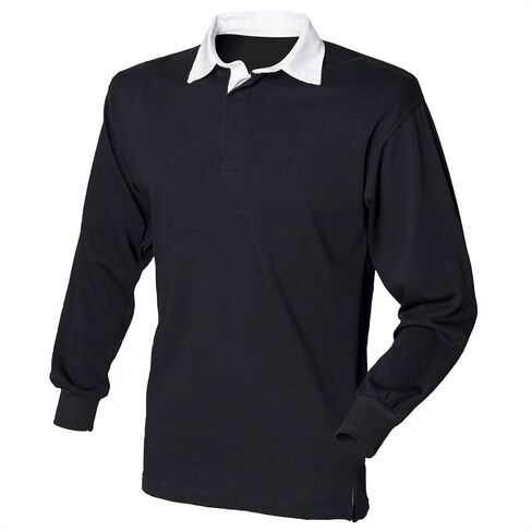 Front Row Long Sleeve Classic Rugby Shirt, 14 colours, Small to XXL - Surf Blue/White - 2XL in Kuwait