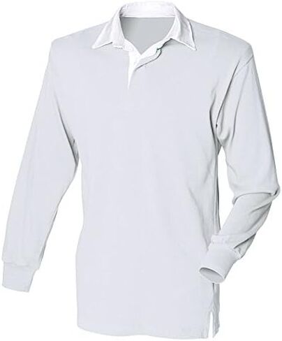 Front Row Long Sleeve Classic Rugby Shirt, 14 colours, Small to XXL - Surf Blue/White - 2XL in Kuwait
