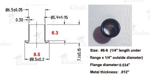 1 Set Tools with 100pcs Holster Rivets 7.1mm (.248 Length Under Flange x 1/4" Outside Diameter) Black Brass Eyelets Rivets for 0.06" Kydex Holster Making (Black Color) in Kuwait