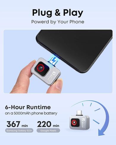 Thermal Master P2 - Thermal Camera for Android, 512×384 Super Resolution Infrared Imager with 1.5℃ PCB Accuracy, Hotspot Tracking, -4℉ to 1112℉ High Temp, Plug & Play, Grey in Kuwait