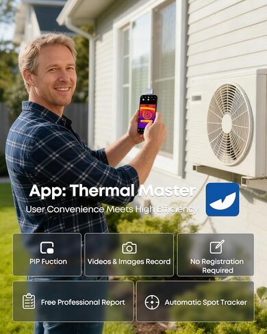 Thermal Master P2 - Thermal Camera for Android, 512×384 Super Resolution Infrared Imager with 1.5℃ PCB Accuracy, Hotspot Tracking, -4℉ to 1112℉ High Temp, Plug & Play, Grey in Kuwait