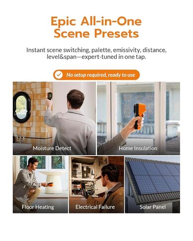 GT16S Thermal Imaging Camera with AI Scene Detection & Thermometer Mode, 240×240 UIRA IR Resolution, -4°F~1202°F, 25Hz,11H Battery,<50mK NETD Infrared Camera for HVAC Building Home Inspection in Kuwait