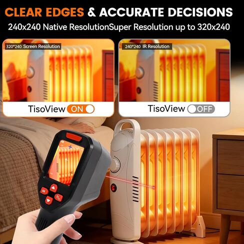 Handheld Thermal Imager, 320 x 240 TISR Resolution, 7–15-Hour Battery Life, 240 x 240 Infrared Resolution, -4°F to 1022°F, Automatic Storage, 25 Hz Infrared Camera, with high/Low Temperature Alarms in Kuwait