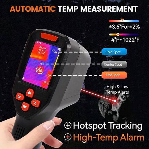 Handheld Thermal Imager, 320 x 240 TISR Resolution, 7–15-Hour Battery Life, 240 x 240 Infrared Resolution, -4°F to 1022°F, Automatic Storage, 25 Hz Infrared Camera, with high/Low Temperature Alarms in Kuwait