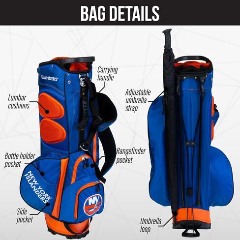 Team Golf NHL New York Islanders Fairway Golf Stand Bag, Lightweight, 14-way Top, Spring Action Stand, Insulated Cooler Pocket, Padded Strap, Umbrella Holder & Removable Rain Hood in Kuwait