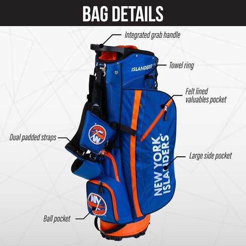 Team Golf NHL New York Islanders Fairway Golf Stand Bag, Lightweight, 14-way Top, Spring Action Stand, Insulated Cooler Pocket, Padded Strap, Umbrella Holder & Removable Rain Hood in Kuwait