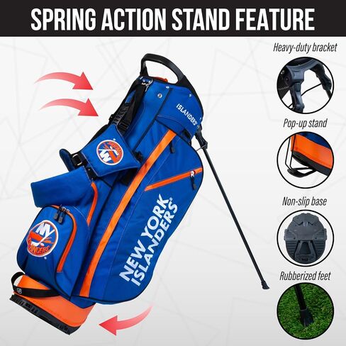 Team Golf NHL New York Islanders Fairway Golf Stand Bag, Lightweight, 14-way Top, Spring Action Stand, Insulated Cooler Pocket, Padded Strap, Umbrella Holder & Removable Rain Hood in Kuwait