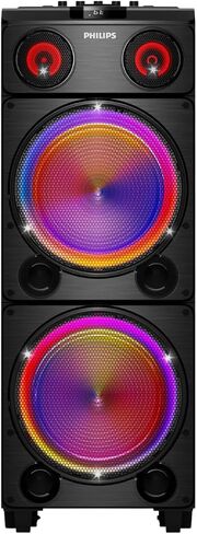 PHILIPS Bluetooth Party Speaker, 260W Powerful Sound with Dynamic Bass Boost, 10 RGB Light Modes, Karaoke Mic & Guitar Inputs, FM Radio, USB/TF/AUX Playback, Portable Handle in Kuwait