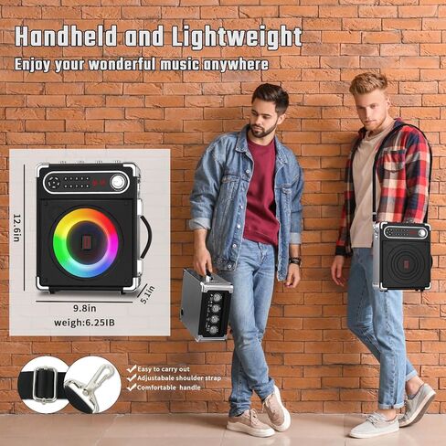 Karaoke Machine with 4 Wireless Microphones, Portable Bluetooth 5.1 Speaker for Adults Kids with LED Lights, Bass/Treble Adjustment, PA System with Remote Control, Supports FM/AUX/USB/TF for Party in Kuwait
