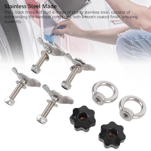 L Track Double Lug Threaded Stud, Stainless Steel Cargo Studs, 5500 Lbs Breaking Strength Stud for Truck Bed, Trailer Cargo Control, Pickup, RV & ATV, Pack of 6 (M8*40mm) in Kuwait