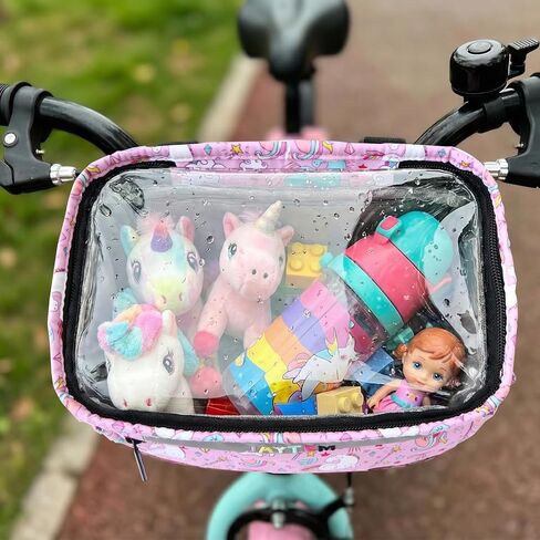 Kids Bike Basket, Bike Basket Front Frame Handlebar Bag, Waterproof Bicycle Basket Bag with Zipper Closure & Reflective Straps Fit Most Toddlers Bike, Tricycle or Scooter in Kuwait