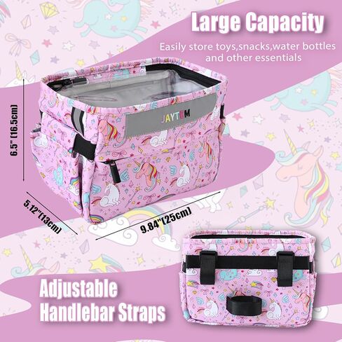 Kids Bike Basket, Bike Basket Front Frame Handlebar Bag, Waterproof Bicycle Basket Bag with Zipper Closure & Reflective Straps Fit Most Toddlers Bike, Tricycle or Scooter in Kuwait