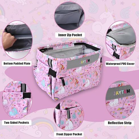 Kids Bike Basket, Bike Basket Front Frame Handlebar Bag, Waterproof Bicycle Basket Bag with Zipper Closure & Reflective Straps Fit Most Toddlers Bike, Tricycle or Scooter in Kuwait