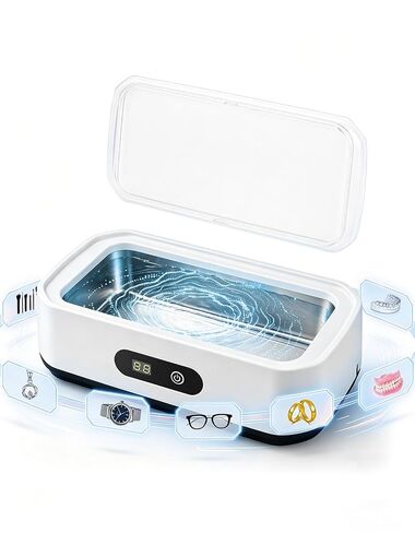Ultrasonic Jewelry Cleaner, 22oz 49kHz Cleaner for Retainer, Eyeglasses, Watches and Rings, 304 Stainless Steel Tank, Digital Timer, 5 Cleaning Modes, Gift for Mom, Bride or Dentists in Kuwait