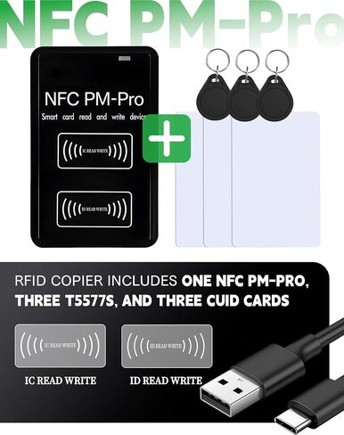 IC&ID RFID Reader Writer,RFID Copier Applicable to IC 13.56 MHz and ID 125-500 KHz,RFID Cloner for:ID/CUID/FUID/UFID/GDM/5200/5577/8265/8268/4305/HID-125K Cards,Not Used for iOS in Kuwait