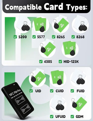 IC&ID RFID Reader Writer,RFID Copier Applicable to IC 13.56 MHz and ID 125-500 KHz,RFID Cloner for:ID/CUID/FUID/UFID/GDM/5200/5577/8265/8268/4305/HID-125K Cards,Not Used for iOS in Kuwait