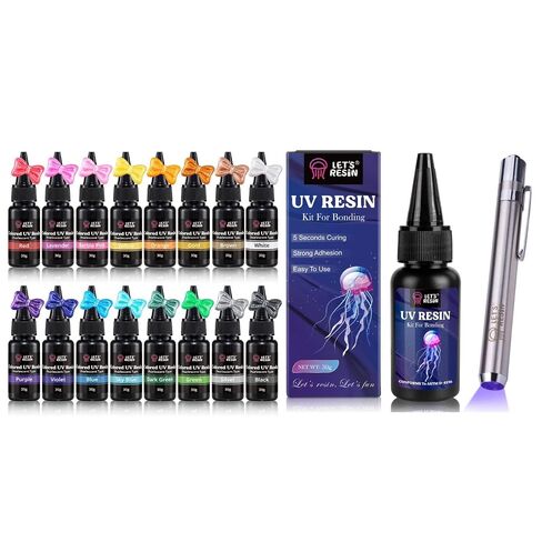 Bundle Set of 30g UV Resin Kit with Light and 16 Colors Pearlescent UV Resin in Kuwait