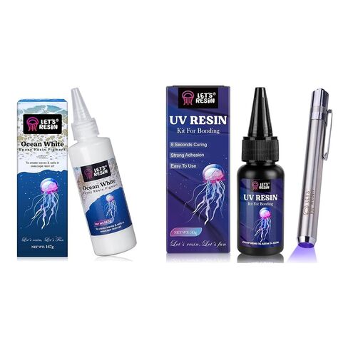 Bundle 30g UV Resin Kit with Light and 5.89oz Ocean White Resin Pigment in Kuwait