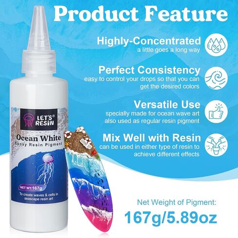 Bundle 30g UV Resin Kit with Light and 5.89oz Ocean White Resin Pigment in Kuwait