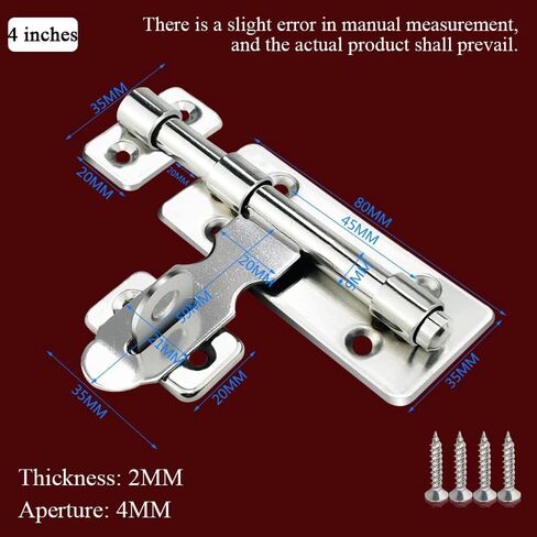Door Lock,Gate Bolt Stainless,Slide,2 Pack Barrel Latch, Thickened Steel Sliding for, Easy to Install, with Screws in Kuwait