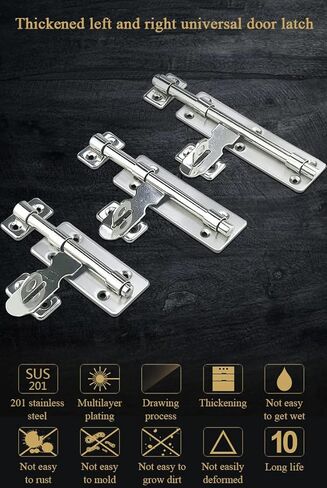 Door Lock,Gate Bolt Stainless,Slide,2 Pack Barrel Latch, Thickened Steel Sliding for, Easy to Install, with Screws in Kuwait