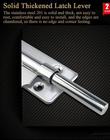 Door Lock,Gate Bolt Stainless,Slide,2 Pack Barrel Latch, Thickened Steel Sliding for, Easy to Install, with Screws in Kuwait