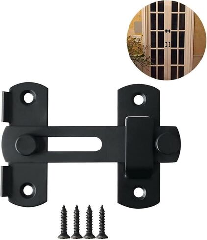 Slide Latch,Gate Bolt Lock, Sliding Door, Matte Black Stainless Steel Latches Flip Safety Hardware Access in Kuwait