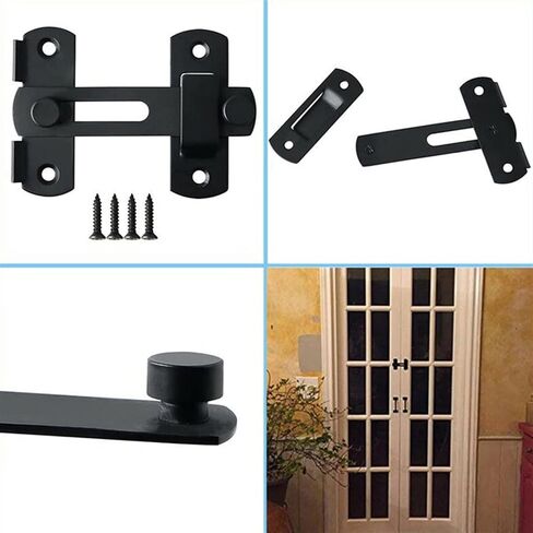 Slide Latch,Gate Bolt Lock, Sliding Door, Matte Black Stainless Steel Latches Flip Safety Hardware Access in Kuwait