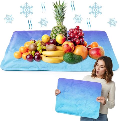 MALLMALL6 Reusable Freezable Ice Mat - 2Pcs Cooling Keeping Food Fresh Serving Tray for Outside Picnic Party Buffet, 19.7 x 15.7 in Snowflake Charcuterie Chilling Mats for Cheese Deli Veggie Sushi in Saudi Arabia