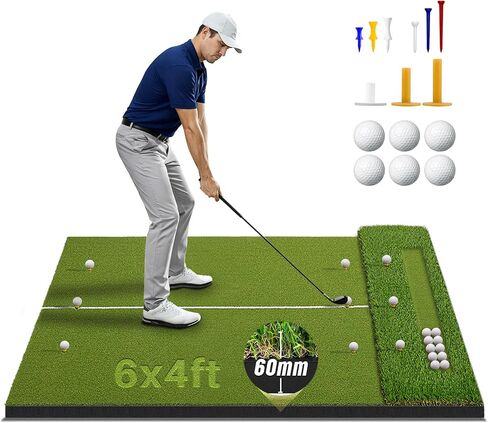 Golf Mat with Dual-Turf Extra Large 6 x 4ft Golf Hitting Mat with 20mm EVA Base Golf Mats Practice Outdoor & Indoor with 40mm Golf Turf Designed for Golfers of All Levels in Kuwait
