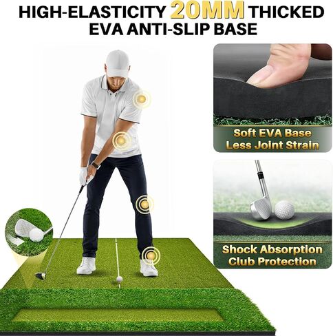 Golf Mat with Dual-Turf Extra Large 6 x 4ft Golf Hitting Mat with 20mm EVA Base Golf Mats Practice Outdoor & Indoor with 40mm Golf Turf Designed for Golfers of All Levels in Kuwait