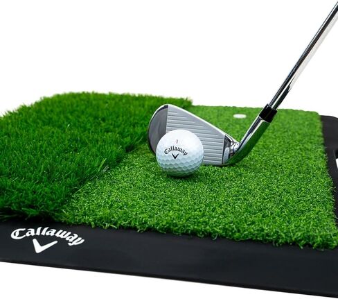 Callaway Dual-Strike Golf Hitting Mat with No-Slip Heavy Rubber Base, Simulating Both Fairway and Rough Surfaces in Kuwait