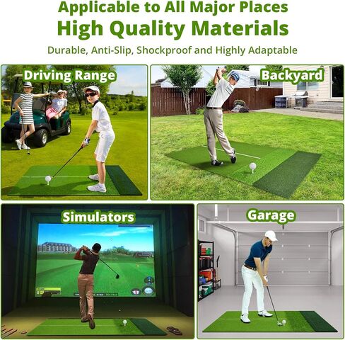 Golf Hitting Mat Practice Mat for Indoor Outdoor Simulator, 4x5 & 6x4 FT, Premium Nylon or Multi-Surface Turf, 35-55mm High-Elastic EVA, Joint-Friendly, Includes Balls & Patented Tees, Home Garage in Kuwait