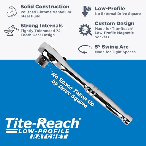 سقاطة TITE-REACH الأصلية ذات المظهر المنخفض مقاس 1/4 بوصة، مصممة للمقابس المغناطيسية منخفضة المستوى Tite-Reach، مصنوعة للمساحات الضيقة (مقبض قياسي) in Kuwait